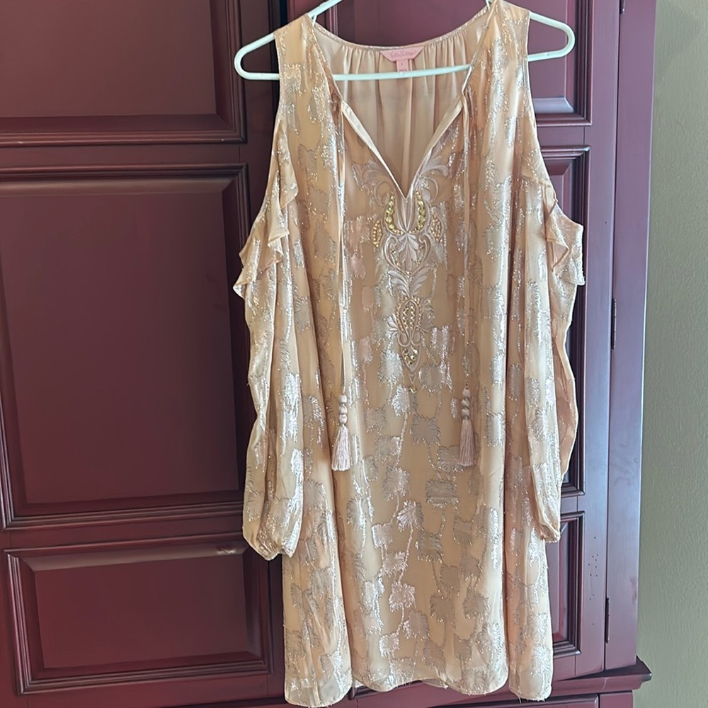 LILLY PULITZER ~ Embellished MARLYSE Silk Shift Dress Sz L